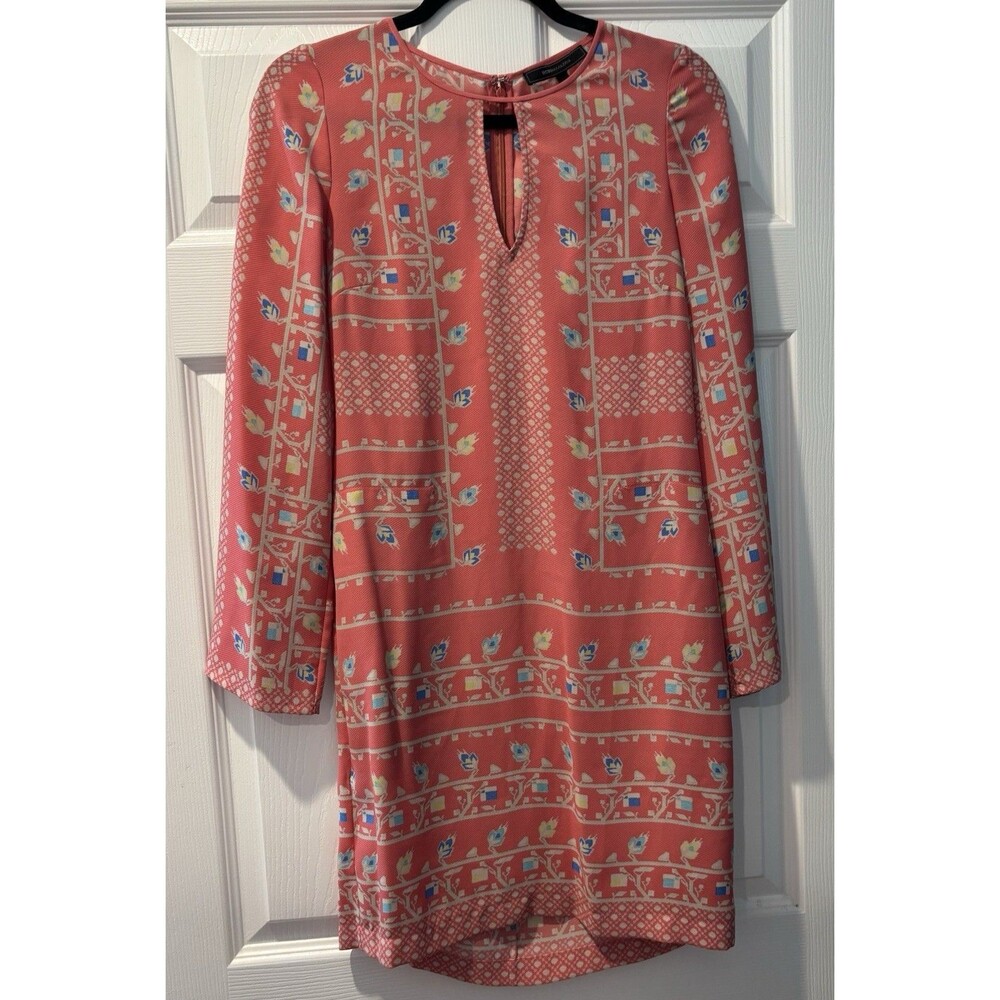 Vintage Women’s BCBG Max Azria Coral Dress Sz XXS Cottagecore Shift POCKETS!!!